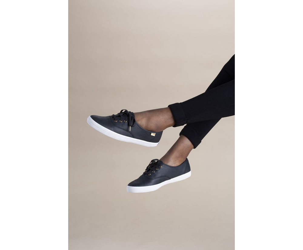 Zapatillas Keds Mujer Negras - Champion Luxe Cuero - 502-QDXHRL